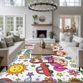 thumbnail image 3 of Children's Day Area Rugs 5'x8', Washable Small Throw Rugs for Classroom Bedroom, Cartoon Cute Watercolor Truck Flower Indoor Outdoor Rug Non-Slip Low Pile Carpet Runner Reversible Floor Mats, 3 of 8