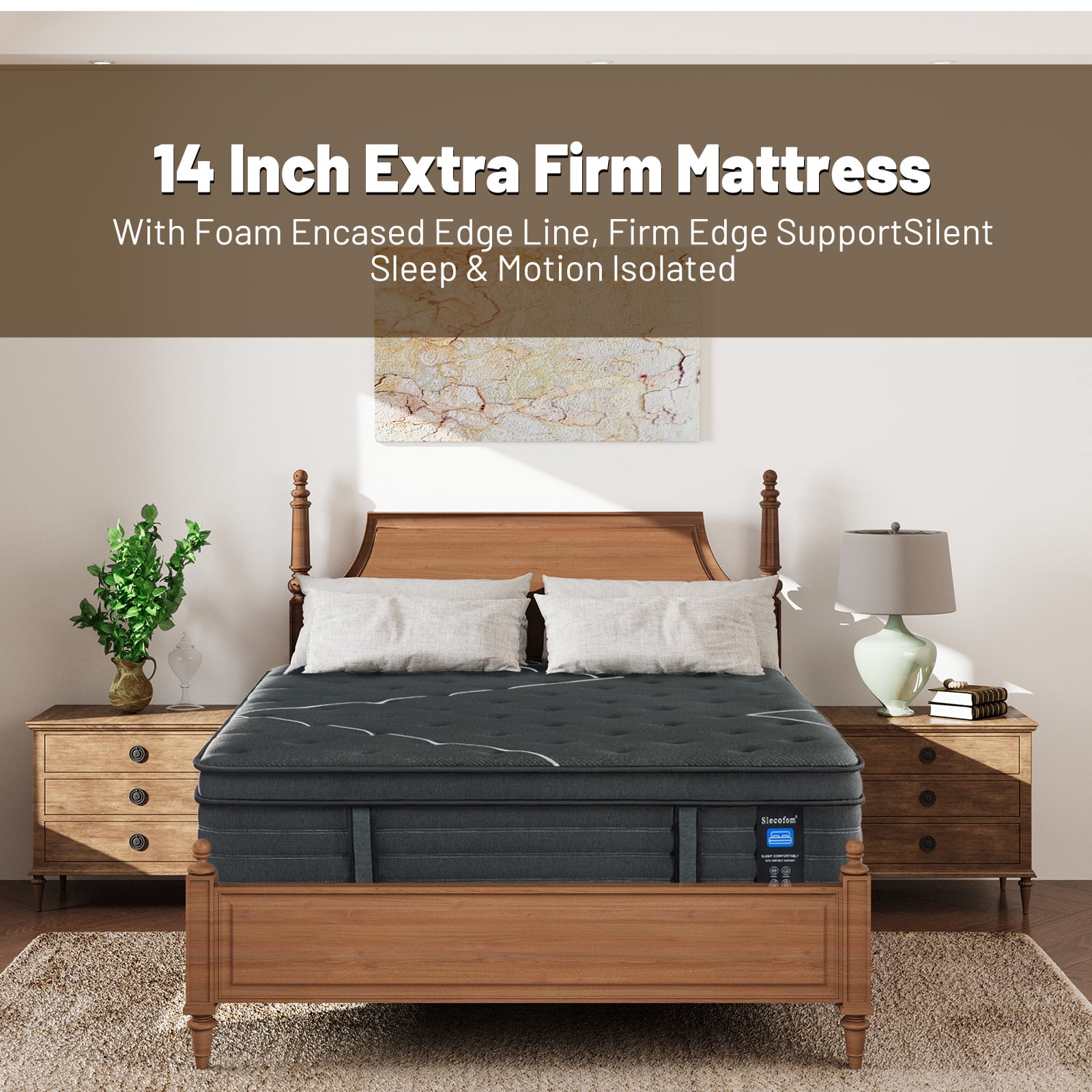 Newpearl 14 Inch Extra Firm Hybrid King Mattress, Foam Encased Edge Support, Motion Isolated, Pressure Relief (14, King)