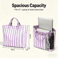 thumbnail image 4 of WANDF Work Tote Bag for Women,Woman Handbags Tote,PVC Plastic Water-Repellent Tote Bags for Shopping,Travel,Beach,Reusable Grocery Bags,Idea Gift for Mom,Sister,Girlfriend(Purple Stripe), 4 of 9