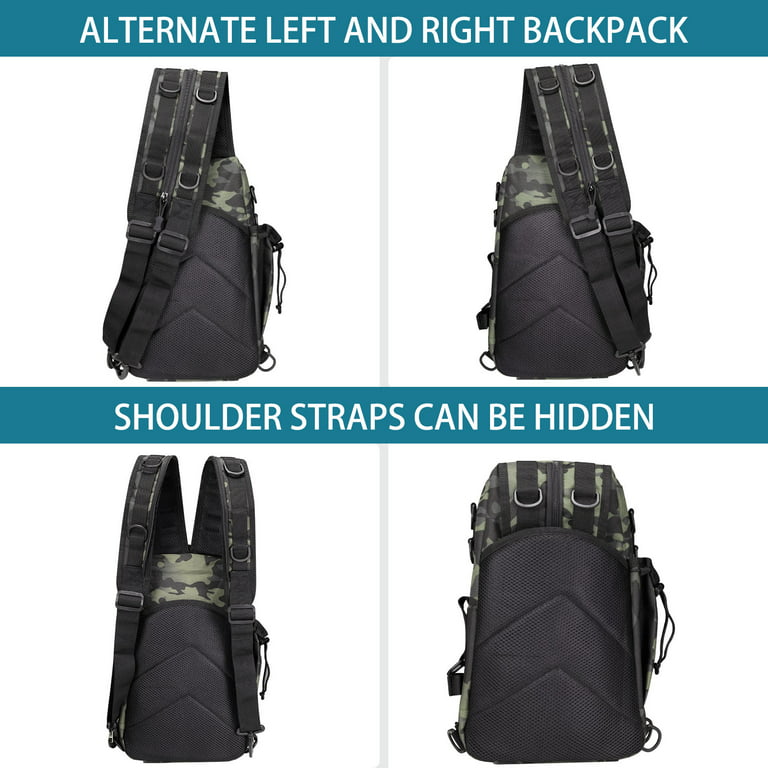 2BK Fishing Backpack Fishing Bag Tackle Box Sling Bag Water-Resistant Fishing  Gear Bag with Rod Holder 