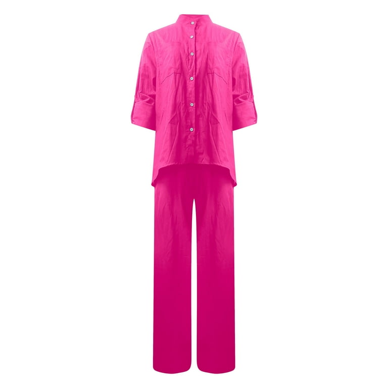 Round Neck Long Sleeves Wide Legs Two-Piece(4 Colors)