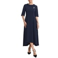 thumbnail image 2 of INSPIRE CHIC Women's Formal Dress Vintage Collared Half Sleeve Church Evening A-Line Dresses 2XL Dark Blue, 2 of 6