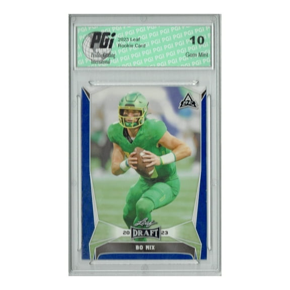 Bo Nix 2023 Leaf Football #32 Blue SP Rookie Card PGI 10