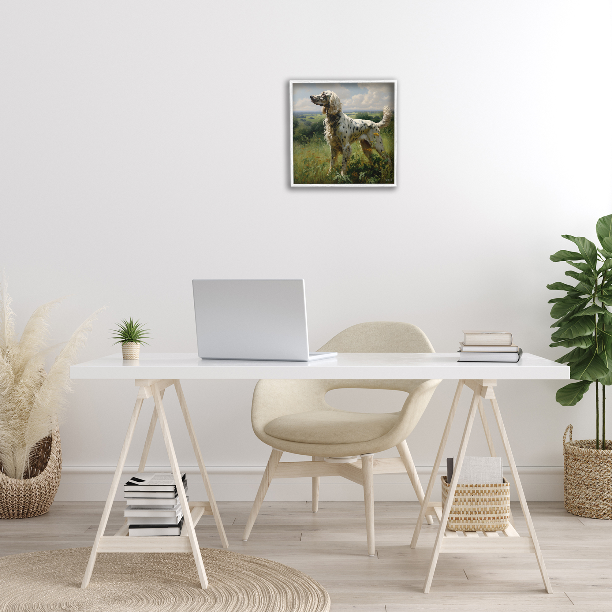 Stupell Industries Dalmatian Dog in Countryside Animals & Insects Painting White Framed Art Print Wall Art, 17 x 17