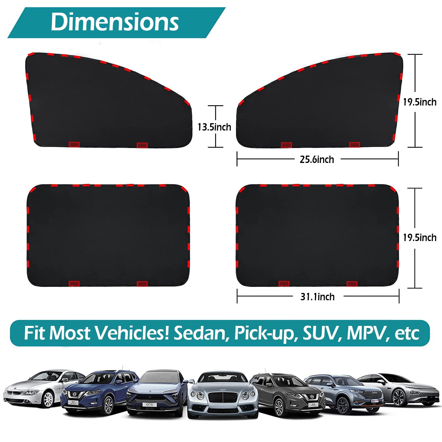 4Pcs Magnetic Car Side Window Sun Shades, IC ICLOVER Car Front and Rear Window Sunshades Privacy Curtains, Baby Car Window Shade sunscreen 100% Block Sunlight Cover Shield UV Protection