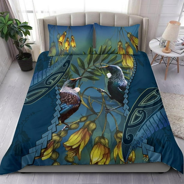 Juego de cama Tui Bird Mix Kowhai y helecho plateado, Azul