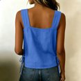 thumbnail image 6 of Women's Square Neck Sleeveless Top Cotton linen Casual Going Out Loose Fit Tank Tops Side Tie Summer Blouse Beach Vacation Shirt, L, 6 of 8
