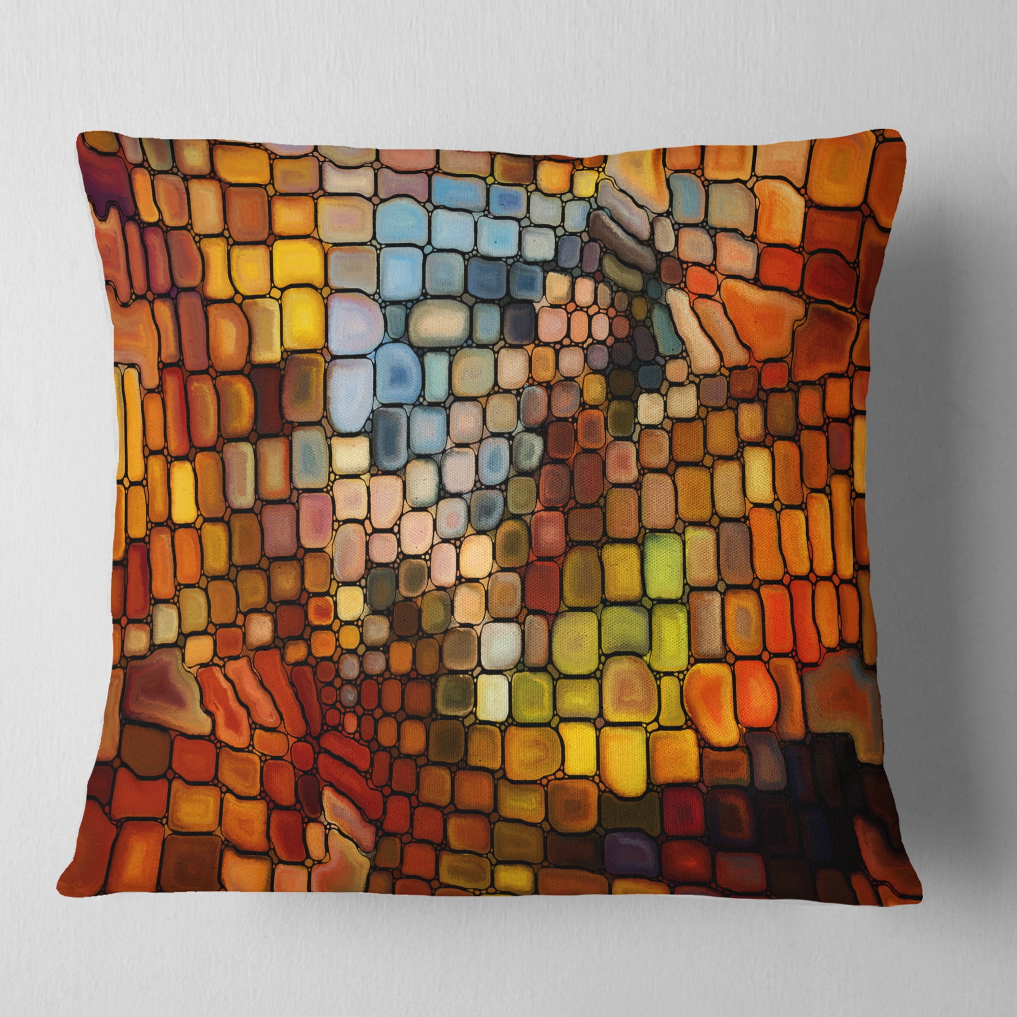 Designart Dreaming of Stained Glass - Abstract Throw Pillow - 18x18