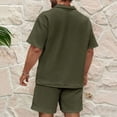 thumbnail image 2 of SWSMCLT Men's 2 Piece Outfit Polo Shirt Boyleg Half Zip Empire Waist Classic Elasthane Matching Outfit Tracksuits Casual Set Boxer Army Green Medium, 2 of 2