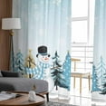 thumbnail image 6 of Blue Christmas Snowman Sheer Curtains 96 Inches Long, Xmas Trees Winter Snowflake Light Filtering Window Curtains for Living Room/Bedroom, Rod Pocket Voile Sheer Curtain Drapes, 52"W x 96"L, 2 Panels, 6 of 9