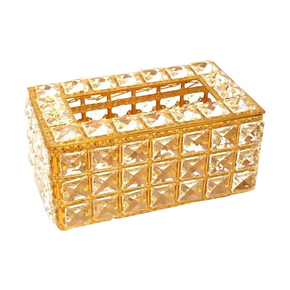 Luxury Bling Tissue Box Cover Rectangular Napkin Holder Container Gold