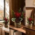 thumbnail image 3 of Artificial Mini Potted Poinsettia Arrangement Christmas Tabletop Plant Decor Holiday Home Accent Design D, 3 of 5