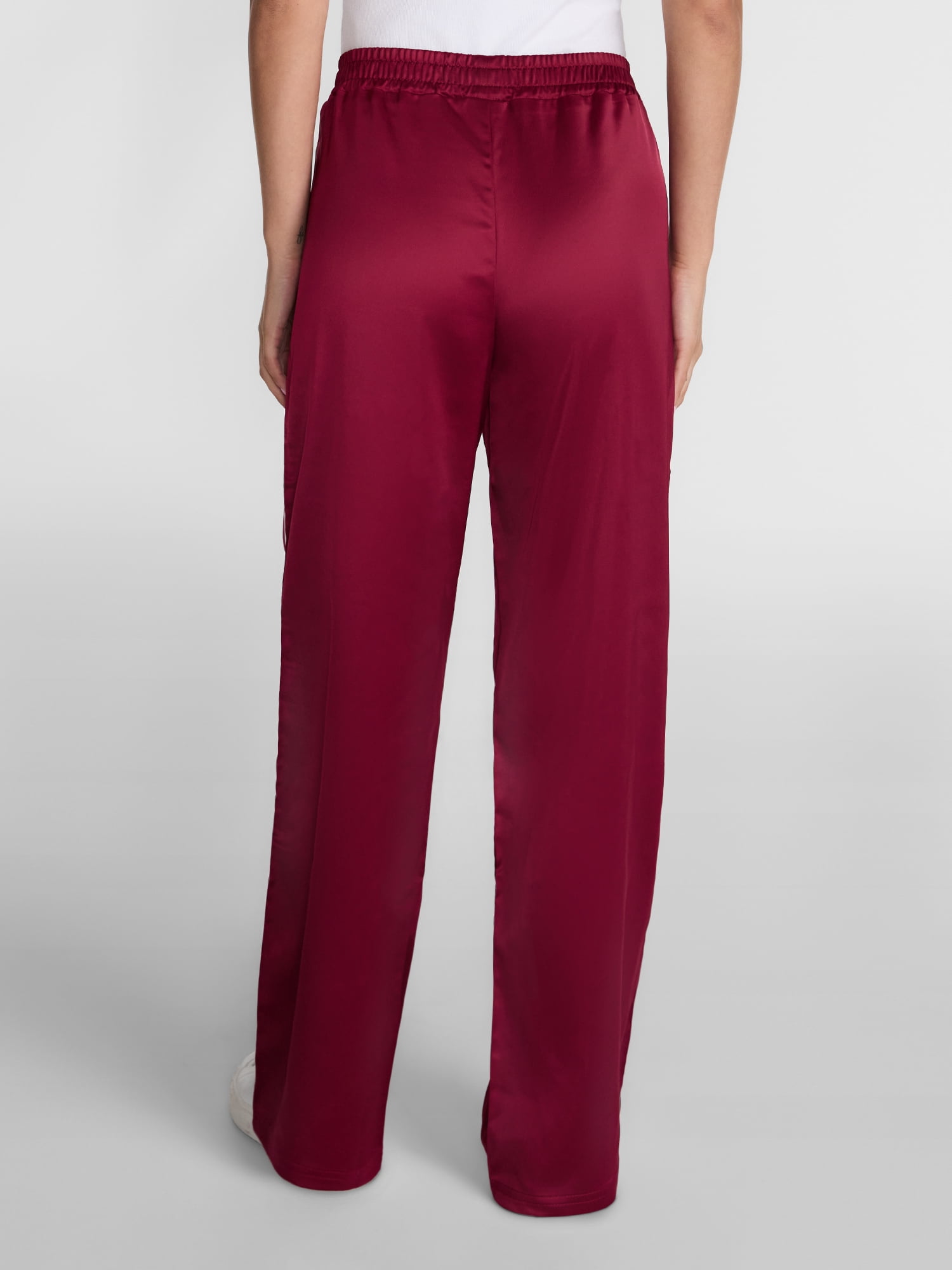 Madden NYC Women's Satin Track Pants with Side Stripes, 31.5" Inseam, Sizes XXS-XXL