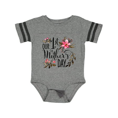 

Inktastic Our First Mother s Day- Pink Flowers Gift Baby Boy or Baby Girl Bodysuit