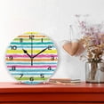 thumbnail image 2 of Dreamtimes Rainbow Striped Wall Clock, 10 Inch Silent Non Ticking Round Clock Oil Painting Clock Easy to Read Clock for Living Room Bedroom Bathroom Home Decor, 2 of 7