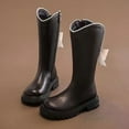 thumbnail image 4 of Dakaela Girl's Knee High Winter Boots Kids Bowknot Snow Boot Lug Sole Riding Boots with Side Zipper Black, 4 of 8
