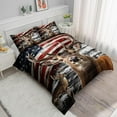 Kids Comforter Set American Flag Deer Printed Pattern Bedding Set with