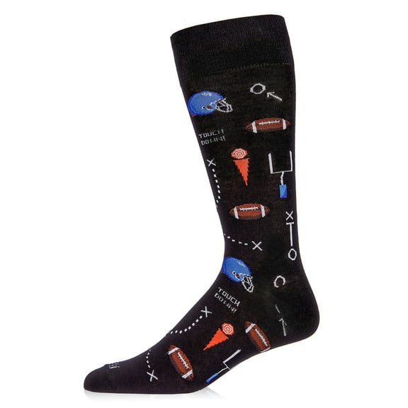 MeMoi Men's Ready for Some Football Bamboo Blend Crew Sock - Mens - Male, 10-13, Black