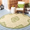 thumbnail image 2 of Safavieh Courtyard Jessie Damask Indoor/Outdoor Area Rug, Natural/Olive, 6'7" x 6'7" Round, 2 of 8