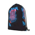 thumbnail image 2 of XMXT Waterproof Gym Bag, Brave Slogan Two Color Prints Drawstring Backpack for Men, m Black, 2 of 8