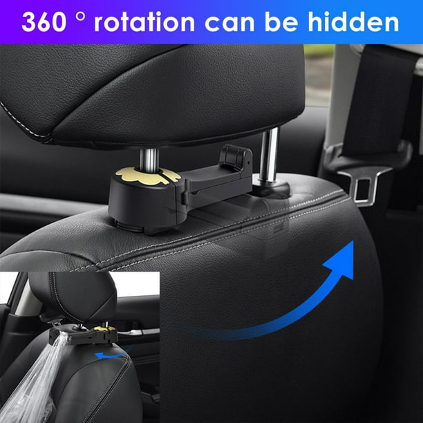 4 PCS Car Seat Hooks, Car Headrest Hidden Hook 360° Rotation for