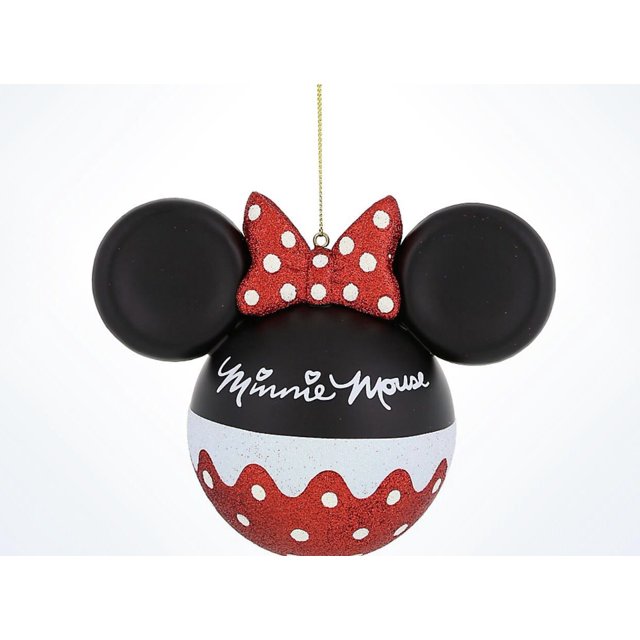 Disney Parks Minnie icono Dot de Navidad Adorno de bola de vidrio nuevo con etiquetas Disney No