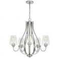 thumbnail image 3 of Cal Lighting Newport 5-Light Metal Chandelier with Glass Shade in Brushed Silver, 3 of 5