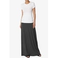 thumbnail image 6 of TheMogan Women's Casual Lounge Solid Foldable High Waist Draped Jersey Relaxed Long Maxi Skirt Charcoal 1X, 6 of 7