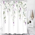 thumbnail image 5 of Sage Green Eucalyptus Shower Curtain, Watercolor Plant Leaf with Blue Floral Shower Curtain Set, Botanical Shower Curtains for Bathroom, Waterproof Fabric with 12 Hooks, 72 x 72 Inches, 5 of 6