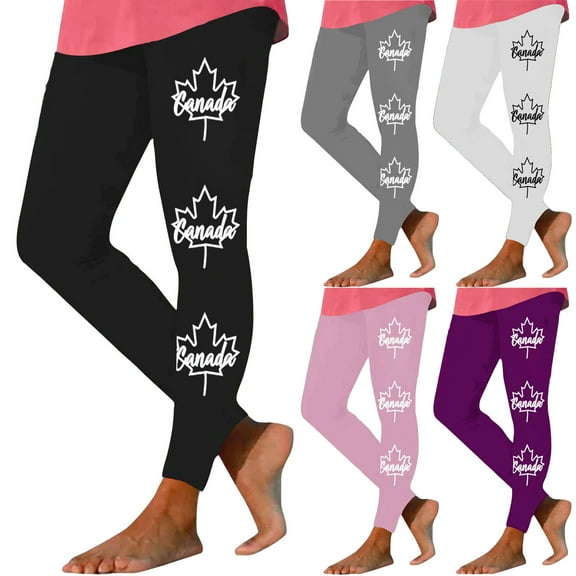 Jinhomg Fall Leggings for Women High Waist Stretch Yoga Pants Fashion Maple Leaf Print Full Length Leggings Casual Jogger Athletic Leggings Black S