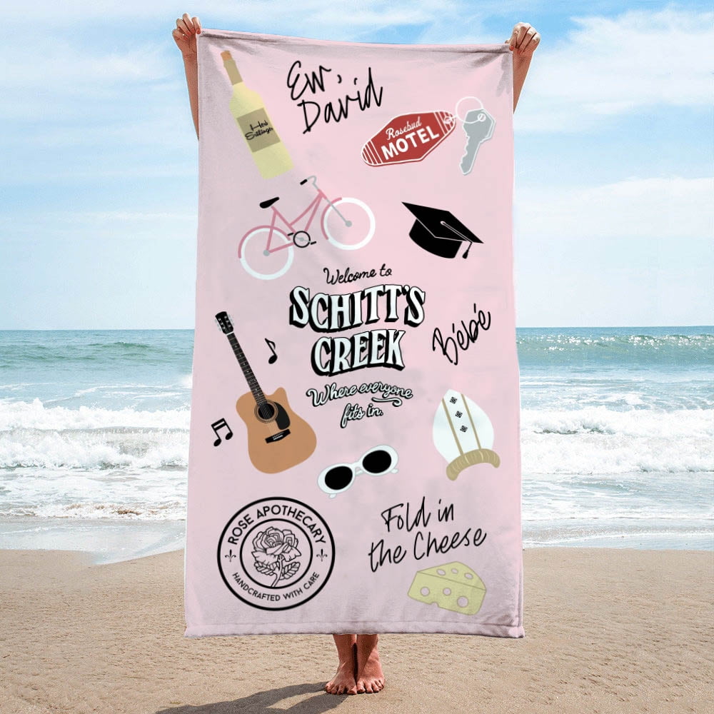 Schitt's Creek Iconic Moments Beach Towel, 34 x 64, Pink, ITV