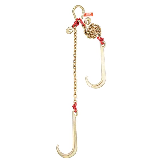 G80 Grade 5/16 Inch x 2 Feet Tow Chain with V-Chain Bridle and J Hook, 10800 lbs Capacity for Wrecker Trucks