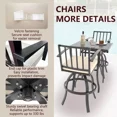 thumbnail image 3 of ASJMR 5 Pieces Patio Swivel Bar Set, Outdoor Metal Bar Stools for 4, High Top Table & Cushioned Chairs for Backyard, Poolside, Porch, Khaki, 3 of 6