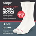 thumbnail image 5 of Wrangler Men's Cushion Crew Socks, Work Socks for Men, White, 12 Pack, 5 of 7