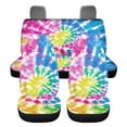 thumbnail image 2 of KUIFORTI Fashion Tie Dye Automobile Seat Cover Sets 4 Pcs, Front Seat Protector Carseat Rear Split Bench Cover Comfortable Universal for Car Truck SUV Easy to Install, 2 of 7
