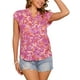 thumbnail image 1 of INSPIRAR CHIC Blusas de verano con cuello en V con volantes y mangas cortas para mujeres XS Rosa intenso, 1 of 6