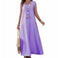 thumbnail image 3 of Women'S Tank Maxi Dress A-Line V-Neck Sleeveless Solid Color Loose Casual Long Beach Dresses Coverups Light Purple [Spot] S, 3 of 9