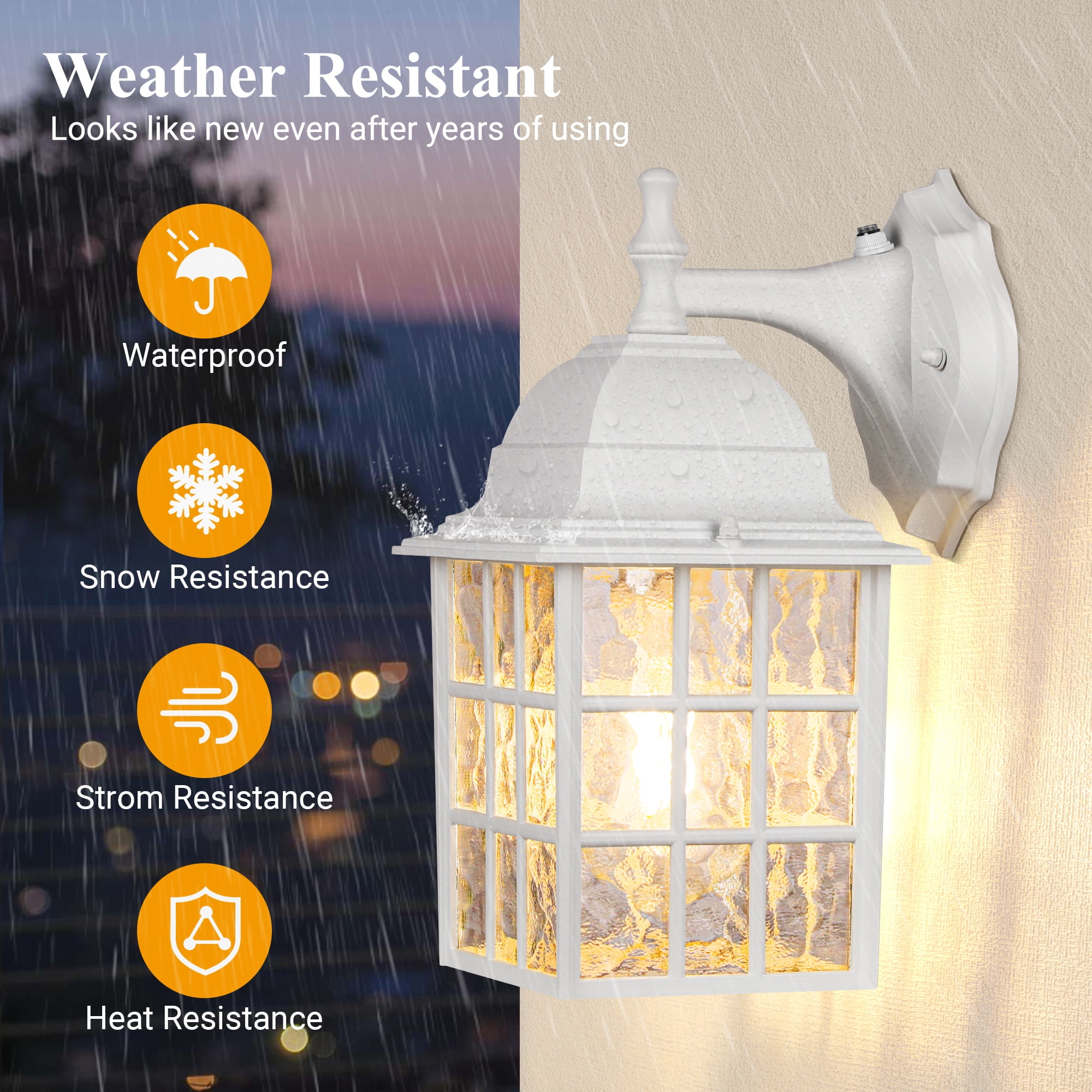 Dusk to Dawn Outdoor Wall Lights, Sensor Exterior Lights, Waterproof Porch Lights for Garage, Front Door (Set of 2)