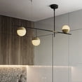 thumbnail image 2 of Modern Mid-Century Chandelier Pendant Linear Glass Globe 3 Lights Ceiling Light, 2 of 8