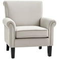 thumbnail image 1 of HOMCOM Chaise d'Appoint Rembourrée avec Accoudoirs Roulés et Pieds en Bois, Gris, 1 of 10