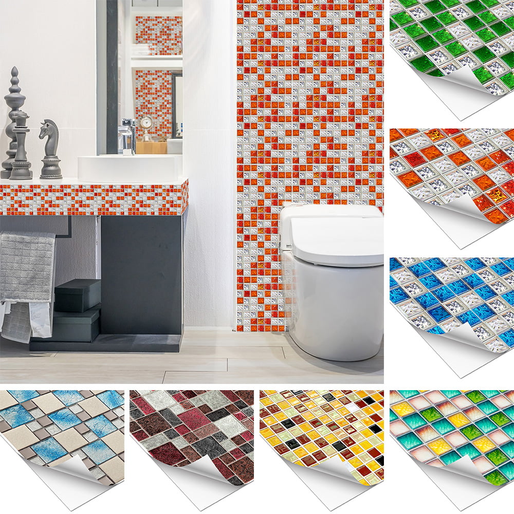 Details about   25X Tile Mosaic Wall Sticker Home Tile Sticker For Kitchen Bathroom Furniture 