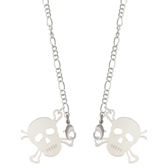 Acrylic Large Clear Skull Silvertone Face Mask Necklace