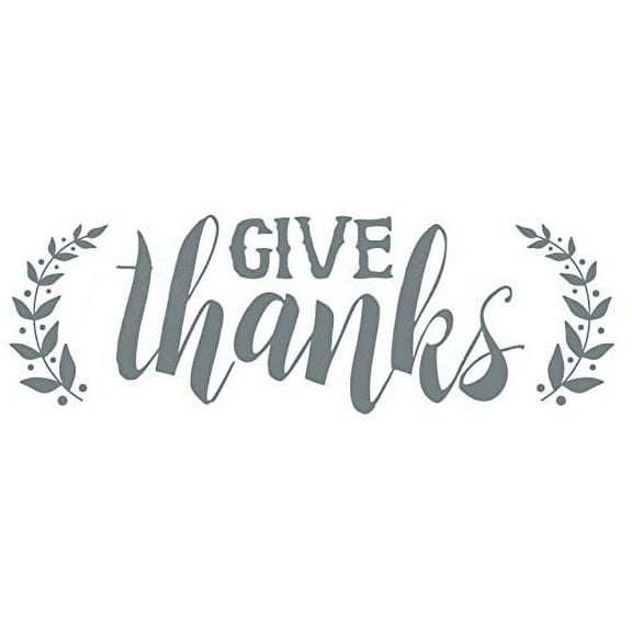 Give Thanks with Leaves Fall Autumn Decor Wall Decal Sticker, 23 x 8 , Storm Gray