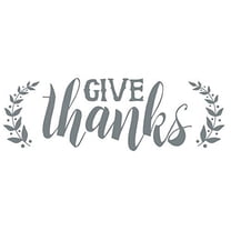 Give Thanks with Leaves Fall Autumn Decor Wall Decal Sticker, 23 x 8 , Storm Gray