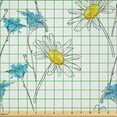 thumbnail image 2 of Ambesonne Flower Fabric by the Yard Microfiber, Daisy Blooms Paintbrush Art, 1 Yard, Azure Blue Yellow White, 2 of 4