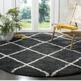thumbnail image 2 of SAFAVIEH Hudson Amias Plush Geometric Shag Area Rug, Dark Grey/Ivory, 5' x 5' Round, 2 of 8