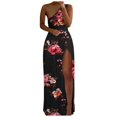 thumbnail image 1 of Robes pour Femmes Taille Haute Aguichant Imprimé Fendu Robe à une Épaule Longueur Cheville Hawaïenne, 1 of 6