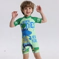 thumbnail image 6 of Gyratedream Baby Toddler Boys Short Sleeve Zipper One Piece Swimsuits with Swim Hat 2Pcs UPF 50+ Rash Guard Sunsuits Kids Crocodile Print Bathing Suits Beachwear for 1-7 Years, 6 of 8