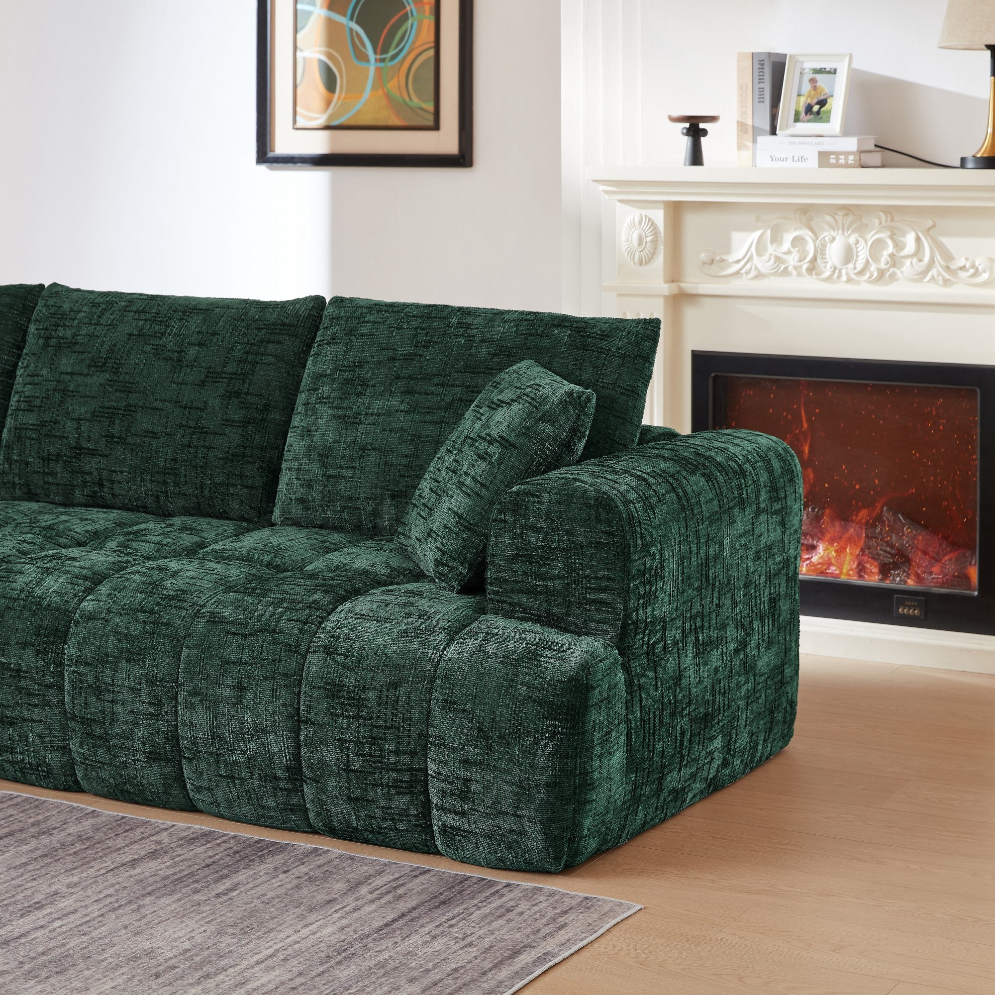 Sailvan Chenille L-Shape Luxury Sectional Oversized Sofa, Comfy Sleeper Couch, No Assembly Required