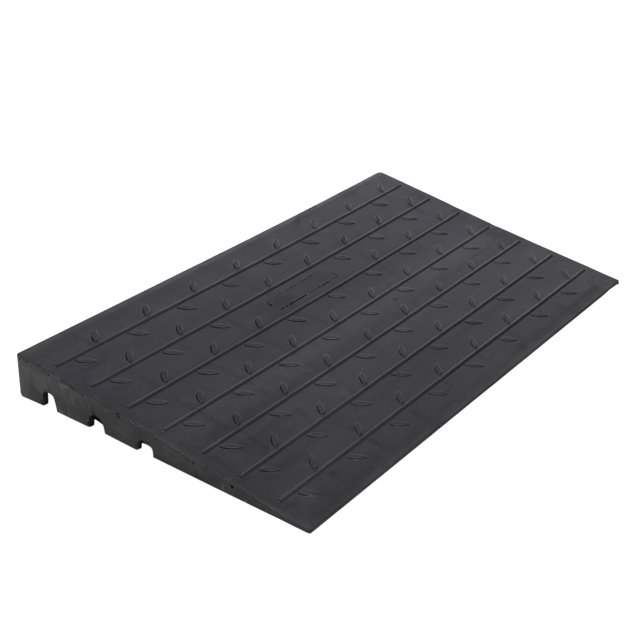 Heavy Duty Rubber Threshold Ramp – 3" Rise, Non-Slip, 2500 lbs Capacity, 3 Cable Channels, Portable Wheelchair & Curb Ramp for Doorways, Stairs, Home